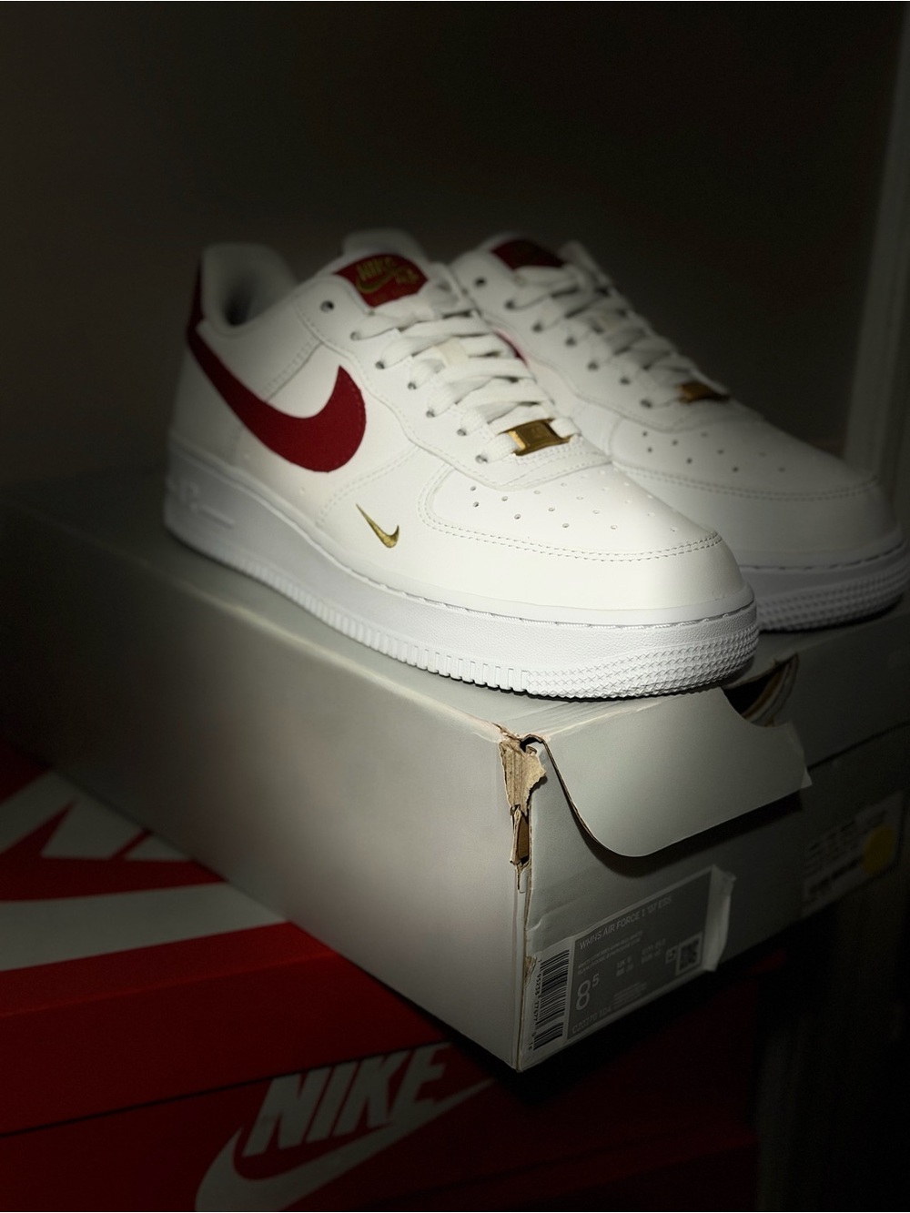 Nike Air Force 1 '07 White Gym Red Gold